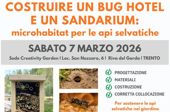Costruire un Bug Hotel e un Sandarium: microhabitat per le api selvatiche - 07/03/26 Riva del Garda (TN)