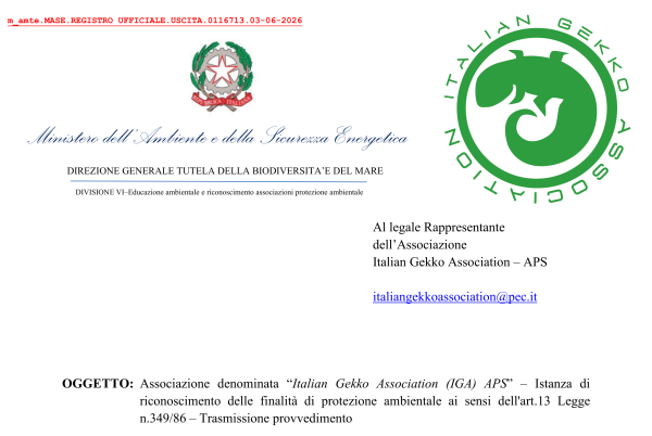 Italian Gekko Association diventa Associazione di Protezione Ambientale
